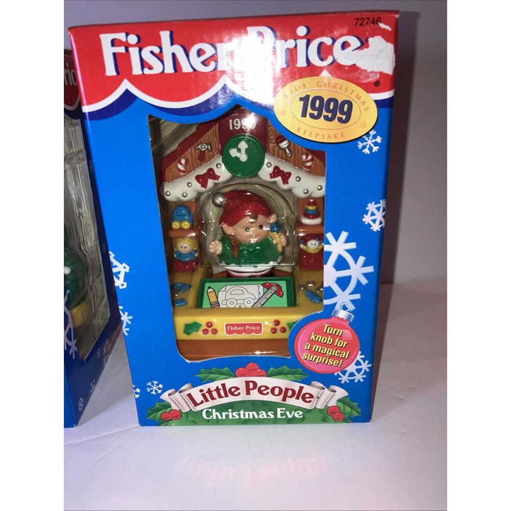 (2) VINTAGE 99’ Fisher Price Little People Ornaments Christmas Eve & Morning NEW - Picture 4 of 8